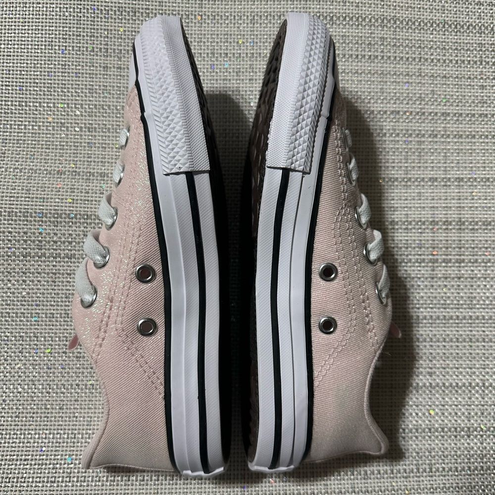 Converse 13 & 1,2,3 Girls Light Pink Metallic White Black Brown Soles Sneakers - Picture 5 of 10